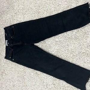 Black cropped flare jeans
